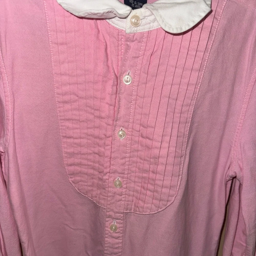 Ralph Lauren Girls Pink Pintuck Button Front Dress Size 10